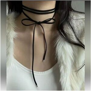 Y2K Black Tie Layered Choker